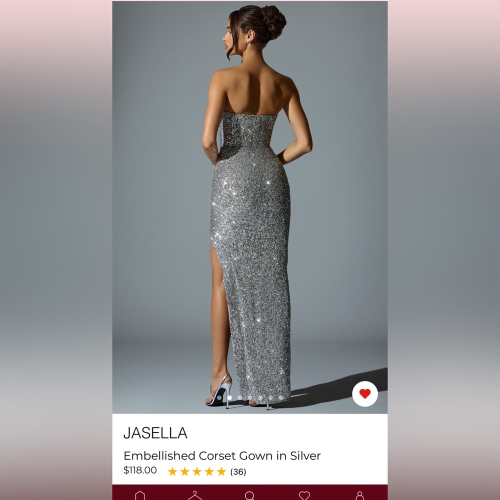 Oh Polly Silver Strapless Dress